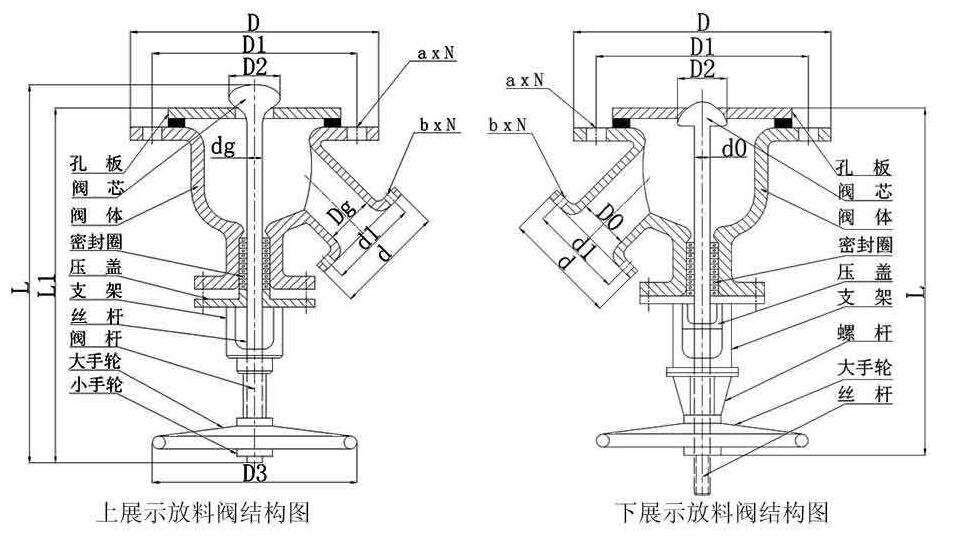 搪玻璃放料阀结构图